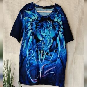 Boys Dragon Blue T-shirt Size Medium